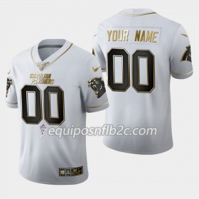 Camiseta Hombre NFL Carolina Panthers Personalizar Nike Blanco Golden Edition 100th